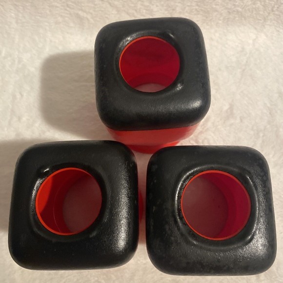 Vintage 3 Coca-Cola Red & Black Rugged Square Plastic Can Koozie Insulator - Picture 4 of 7